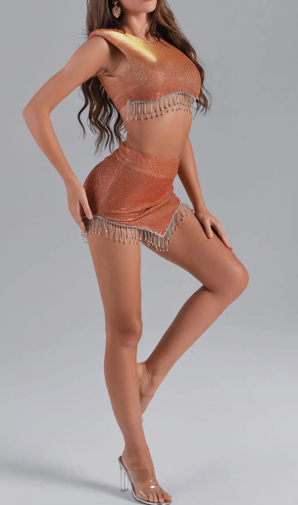 Elodie Rhinestone Set - Orange