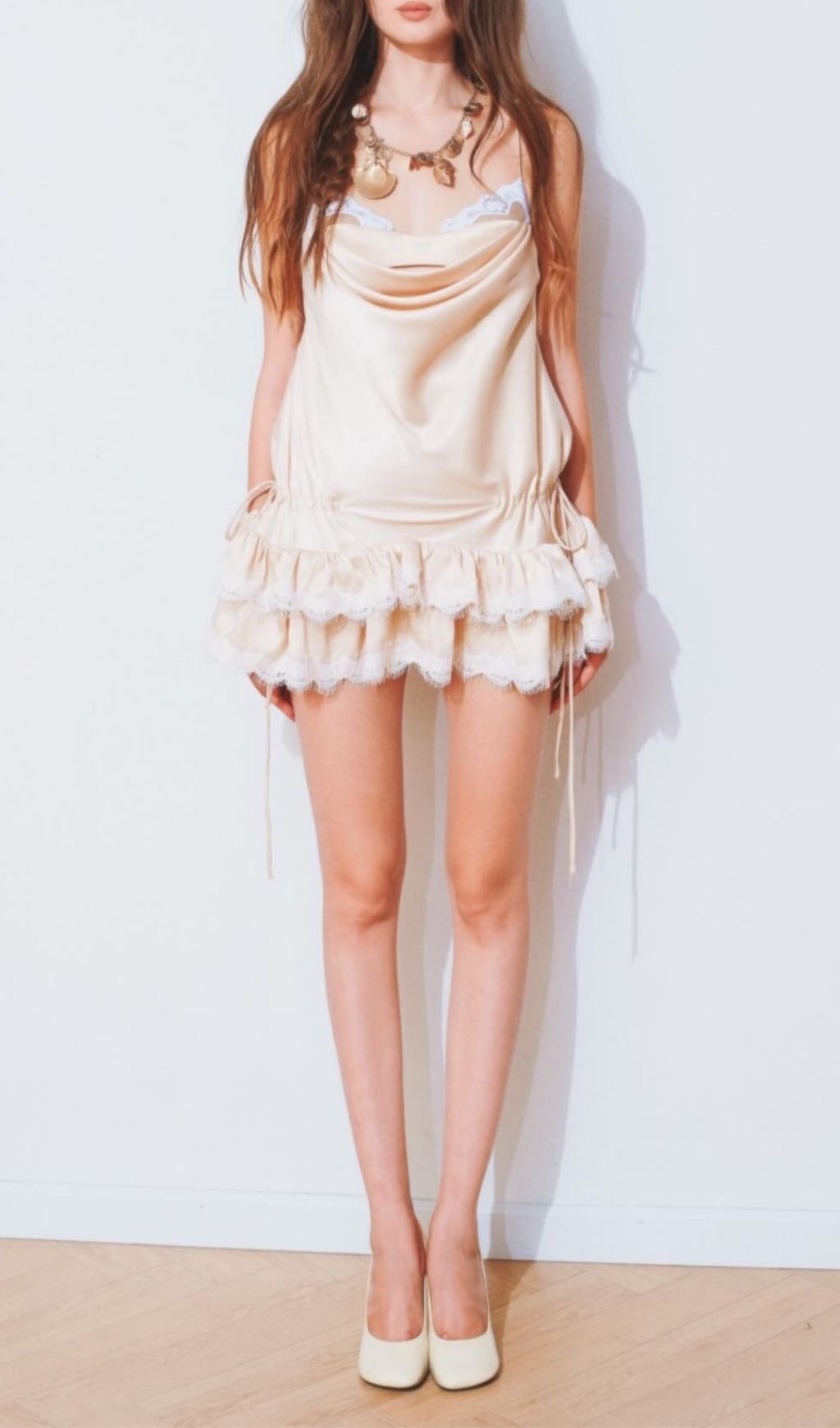 Kooper Satin Lace Trim Mini Dress
