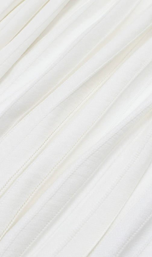 Kirima White Short Sleeve Knit Midi Dress