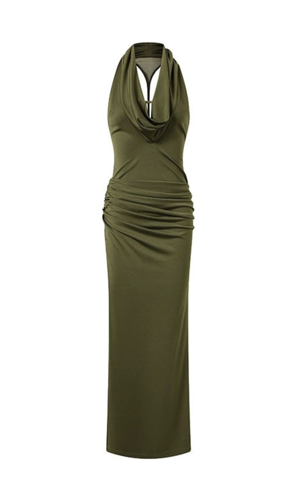 Juarez Green Halter Backless Maxi Dress - Elegant Evening Gown