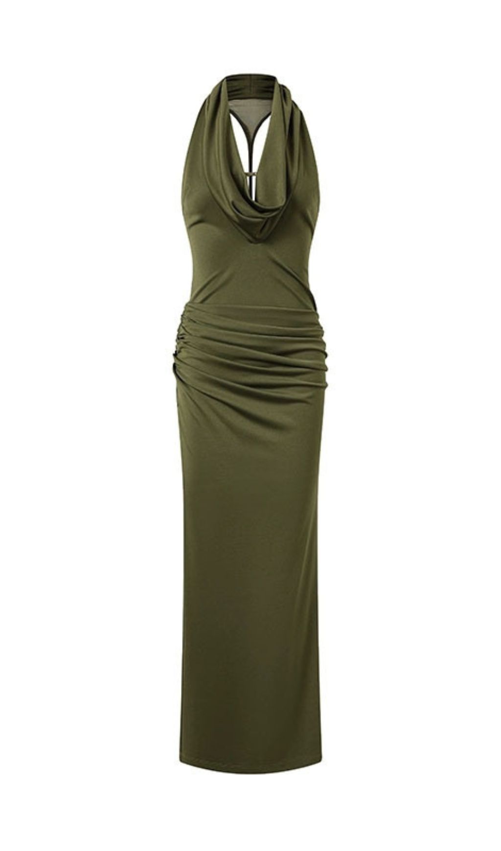 Juarez Green Halter Backless Maxi Dress - Elegant Evening Gown