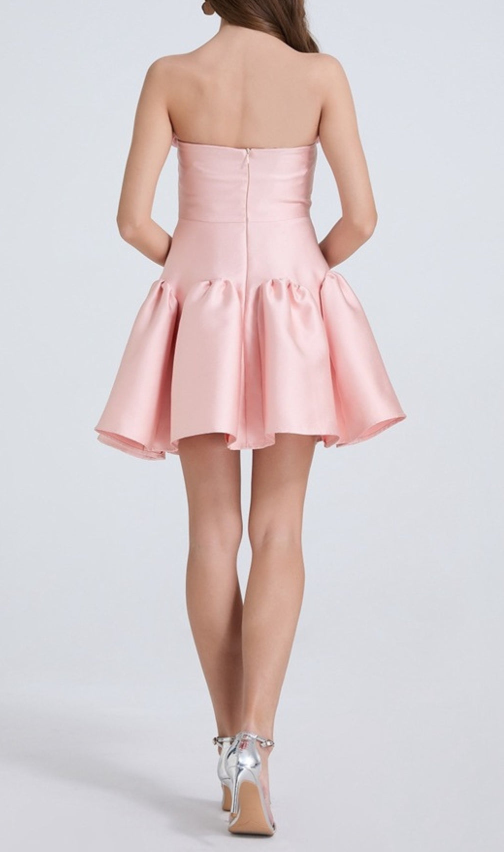 Denae Pink Strapless Flower Mini Dress