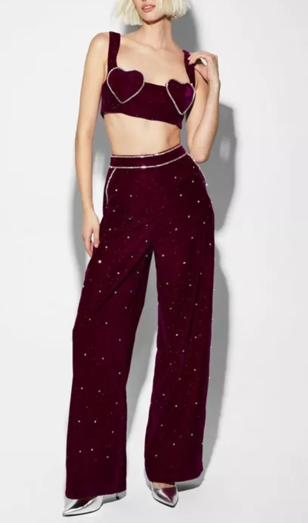 Chiara Wine Heart Bandage Two-Piece Set