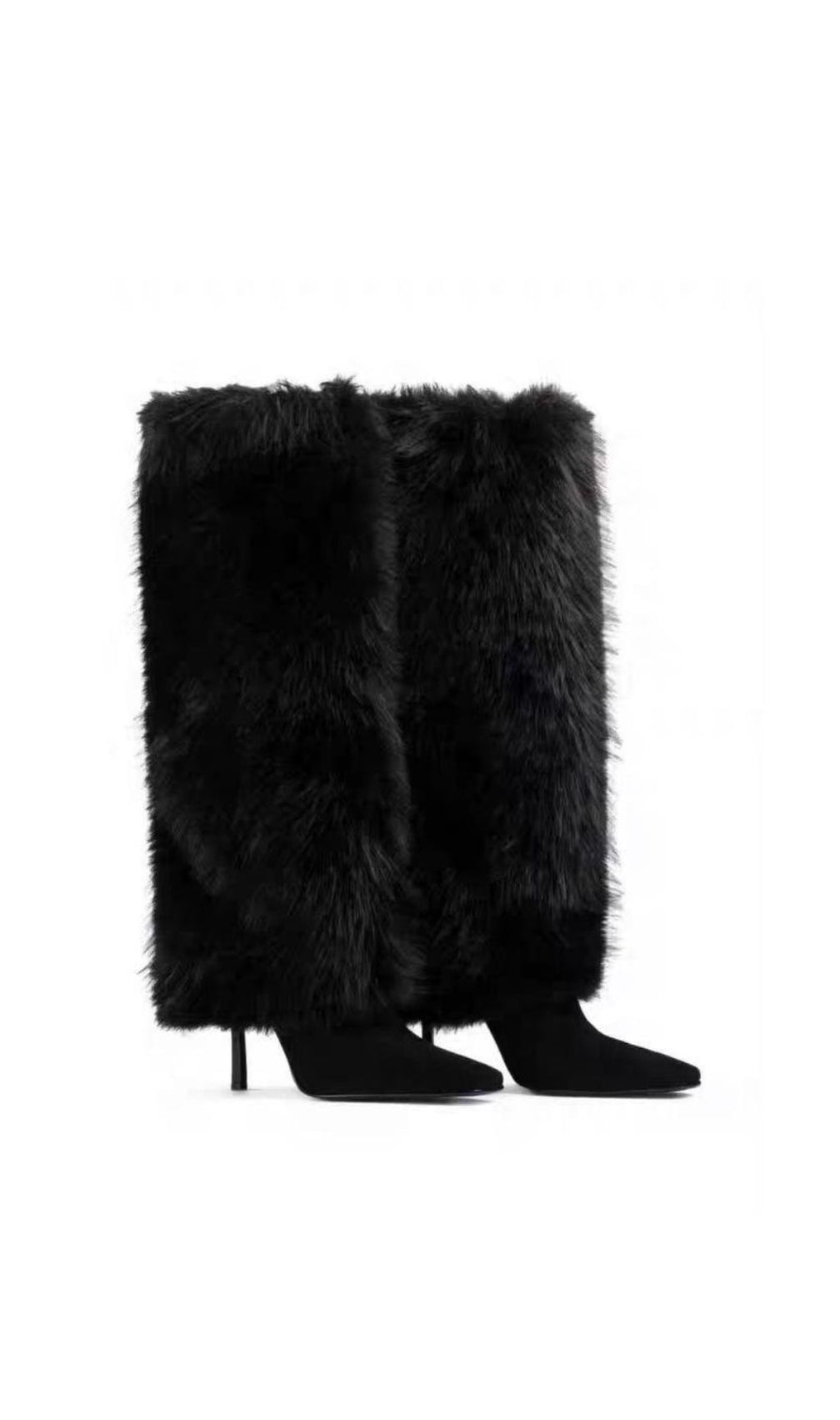 Kassi Black Faux Fur Stiletto Boots | Luxurious Winter Chic
