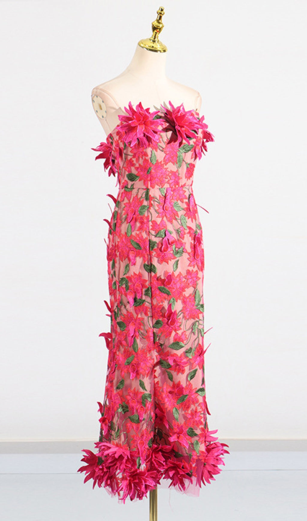 Derya Strapless Flower Midi Dress