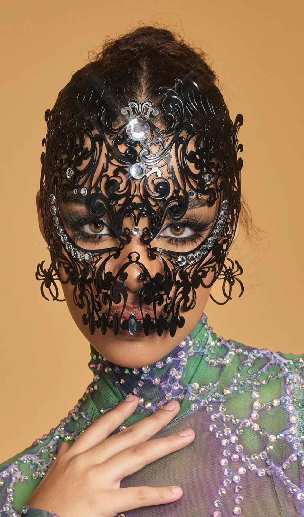 Olyxra Rhinestone Metallic Mask