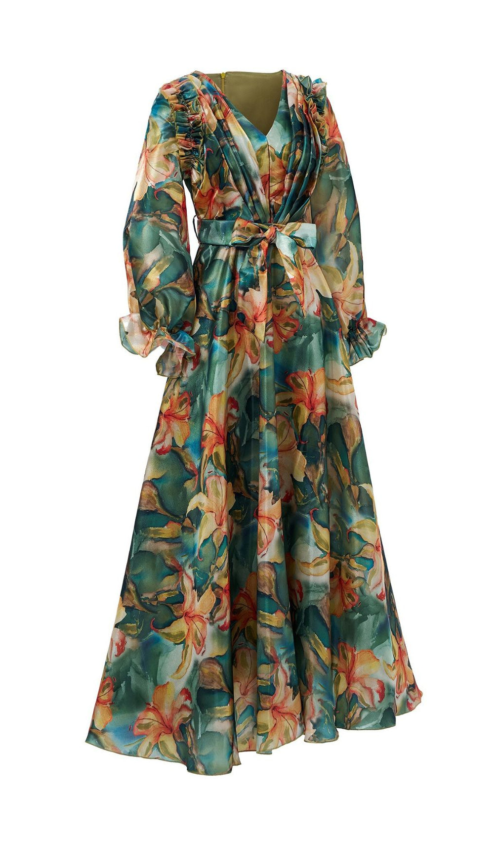 Fenicia Green Floral Printed Maxi Dress