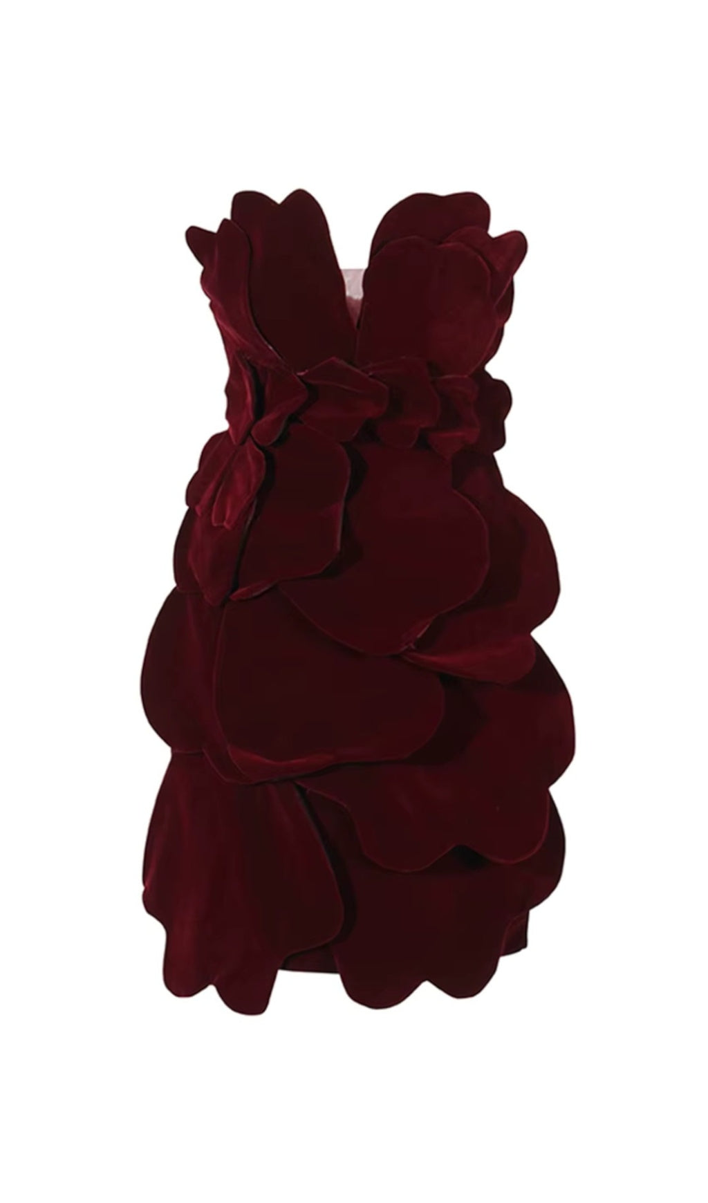 Strapless Leaf Detail Suede Dress