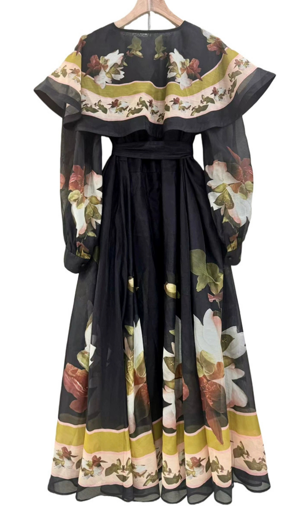 Helena Flower Printed Long Sleeve Maxi Dress