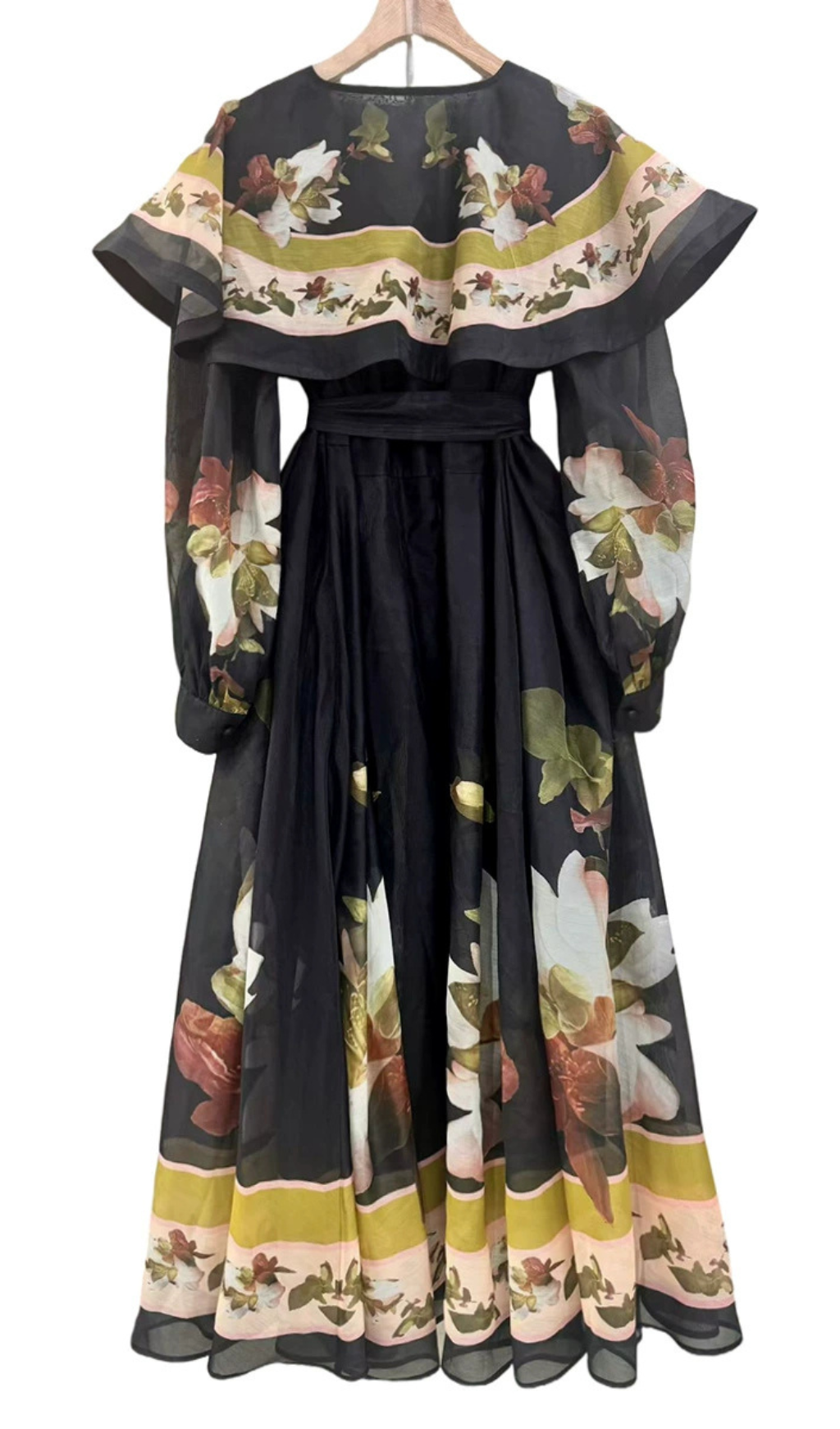 Helena Flower Printed Long Sleeve Maxi Dress