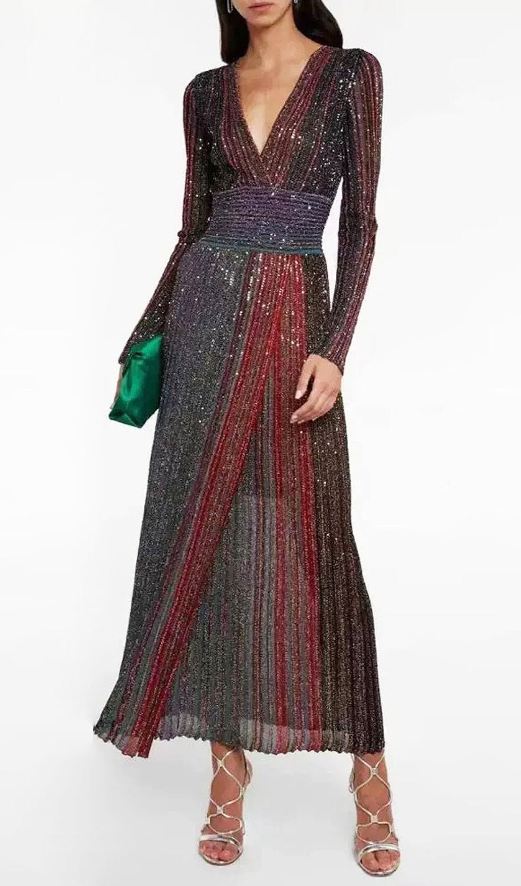 Giada Blue V-Neck Long Sleeve Midi Dress