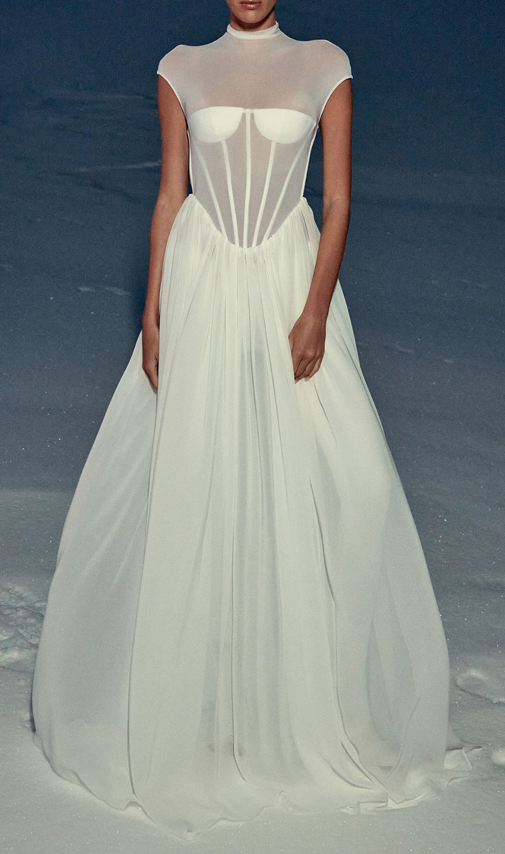 Gabija White Corset Mesh Maxi Dress
