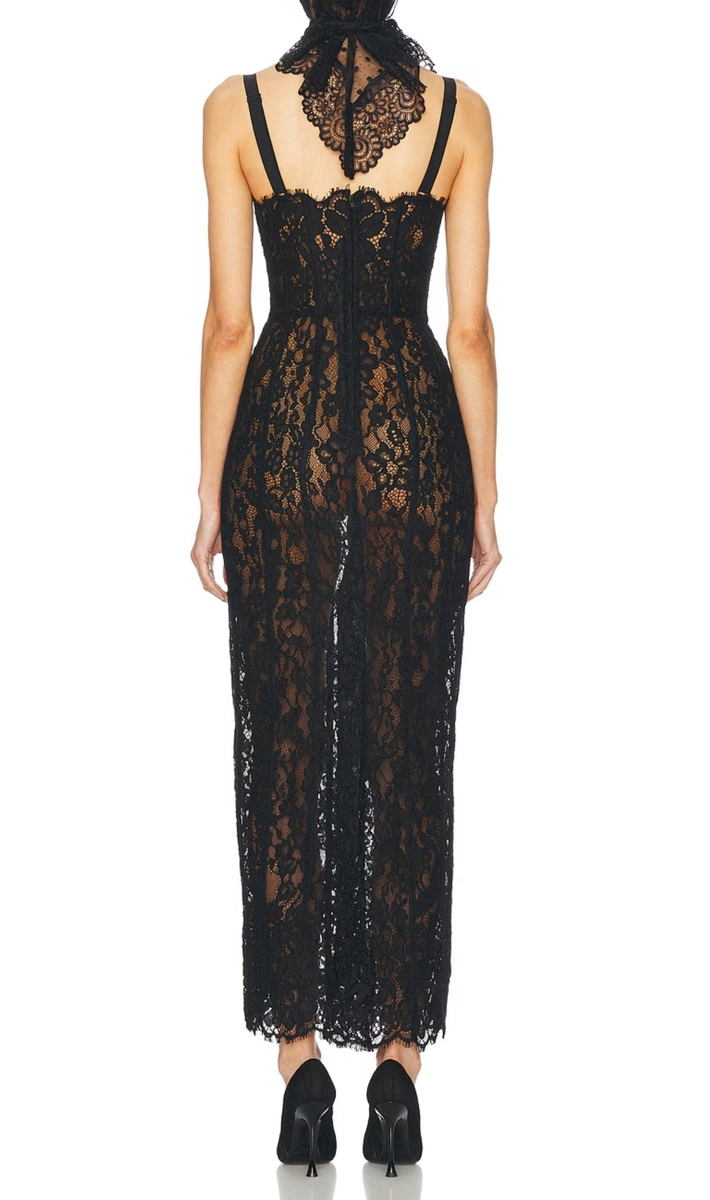 Elata Black Lace Maxi Dress
