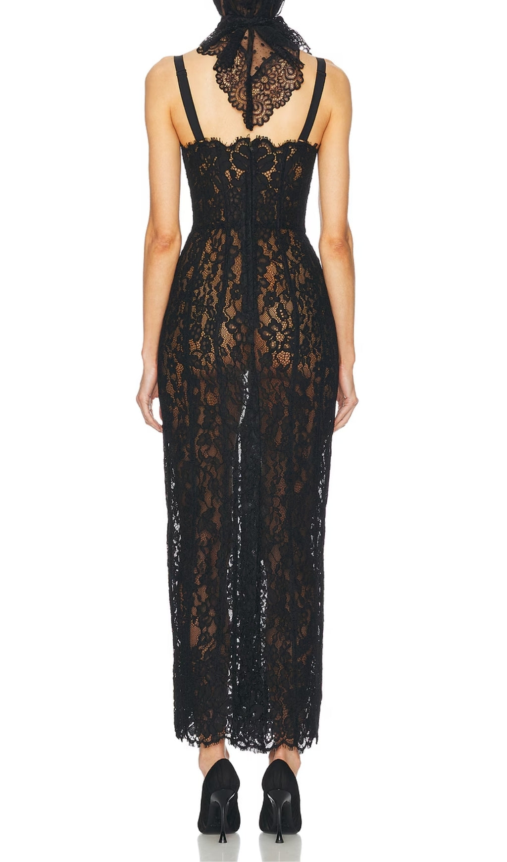 Elata Black Lace Maxi Dress