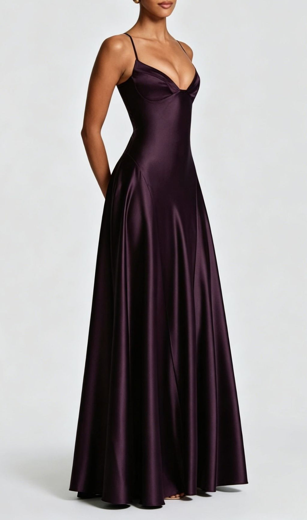 Krikor Modena Strappy Satin Maxi Dress