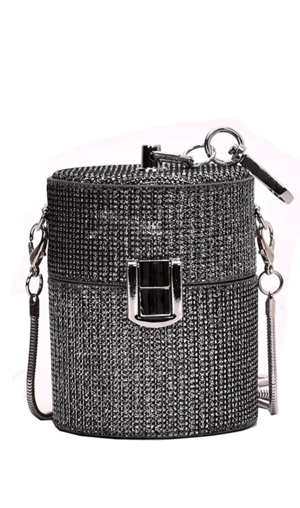 Chic Shimmering Mini Barrel Crossbody Bag for Women - Champagne Blush