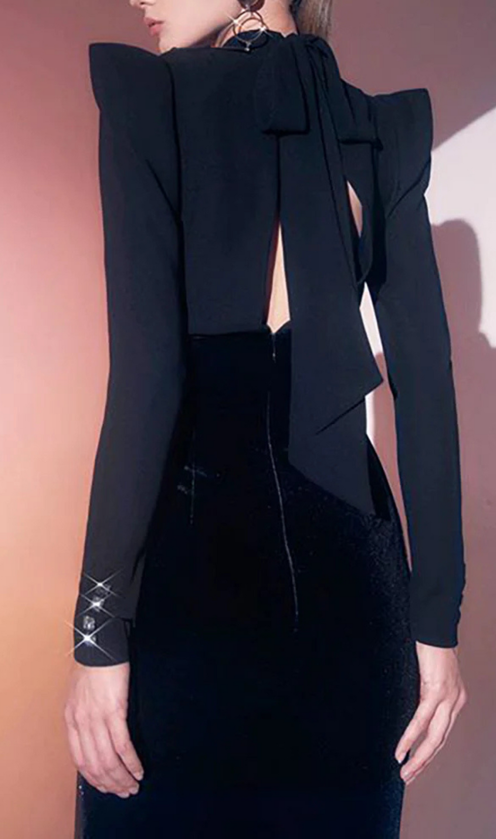 Andrews Backless Bow Velvet Midi Dress