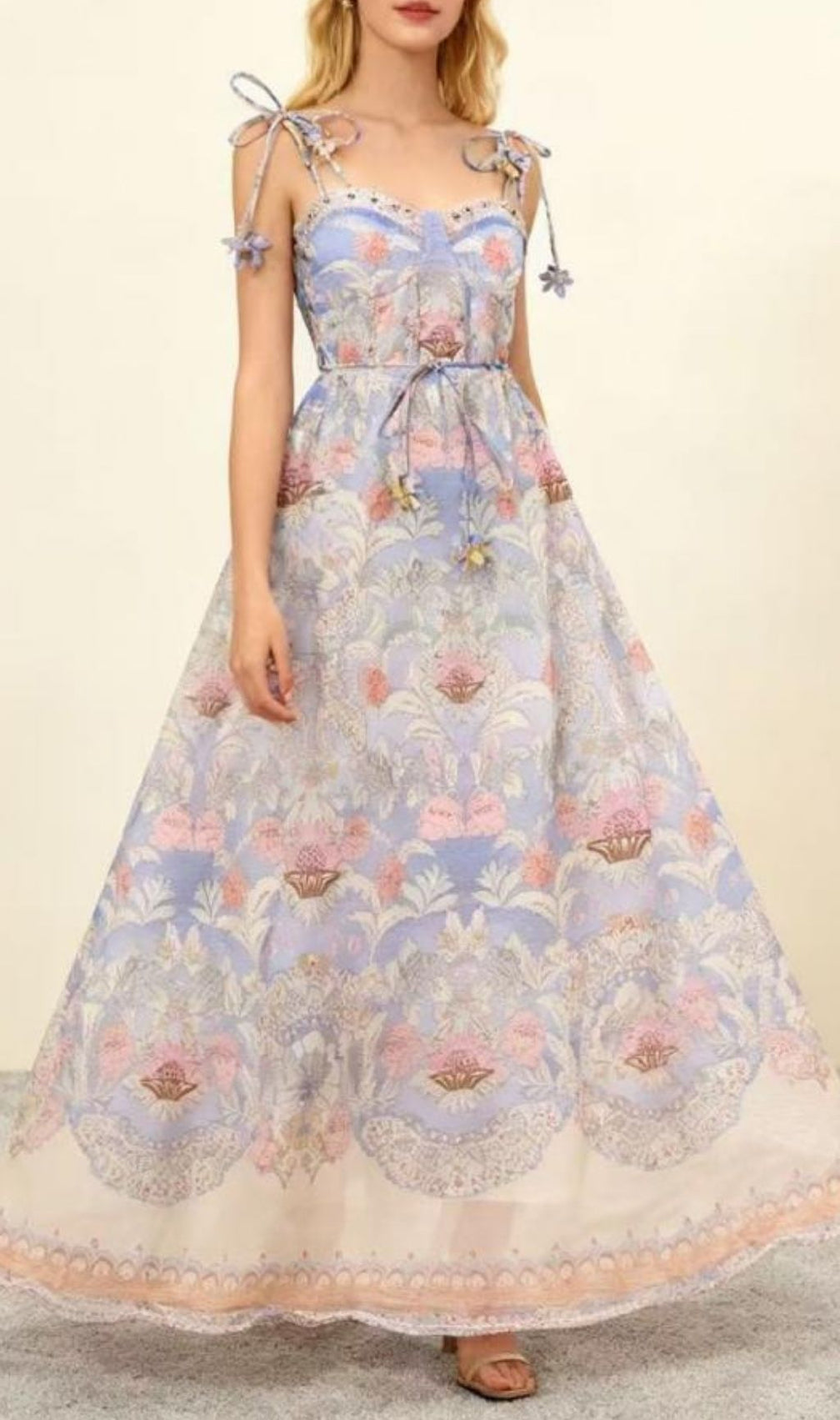 Kamaile Bohemian Floral Maxi Dress | Elegant Strappy Printed Gown