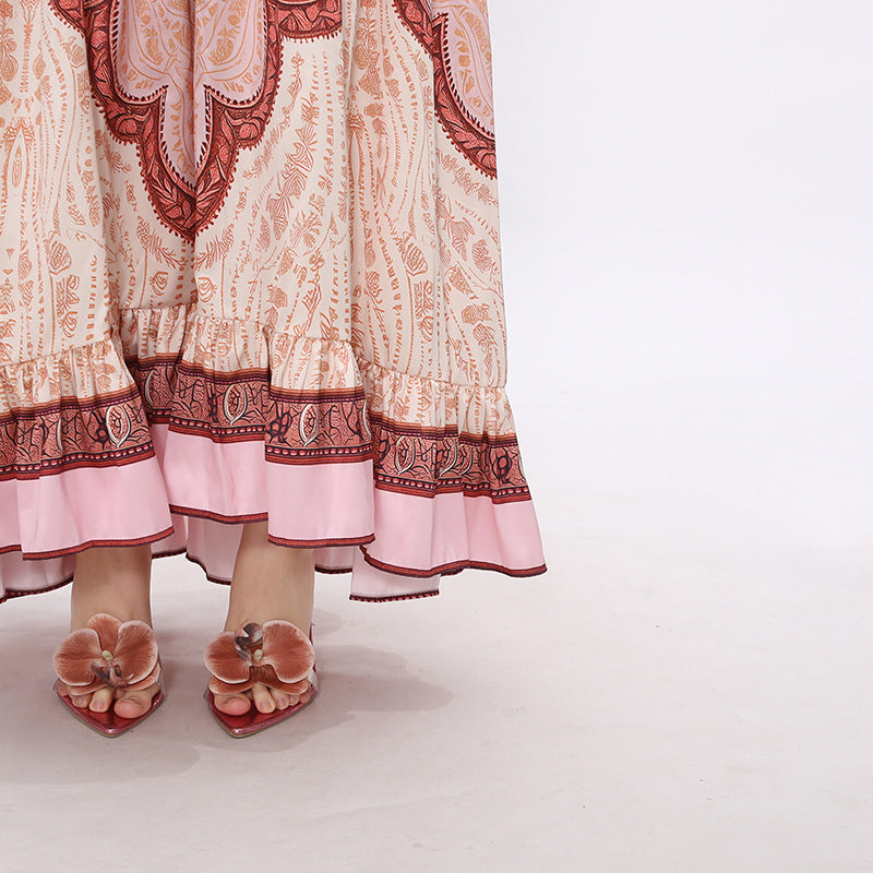 Jono Bohemian Paisley Printed Two-Piece Maxi Set for Women