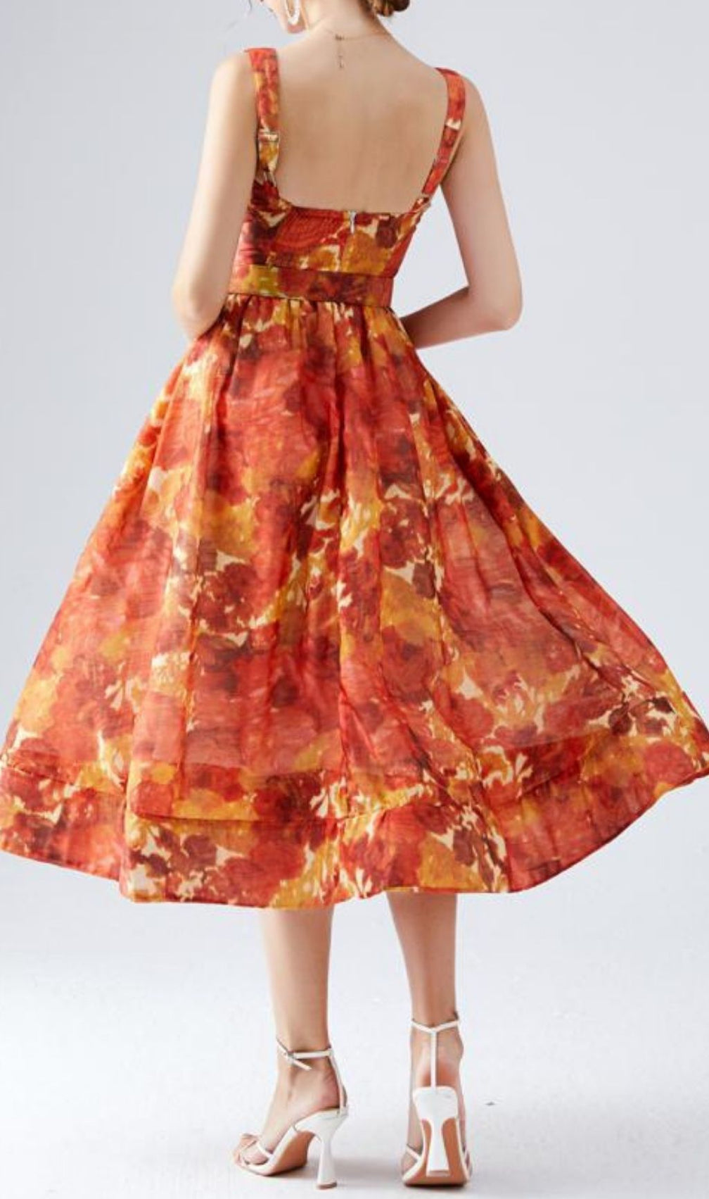 Kamana Sunset Bloom Midi Dress - Vibrant Bohemian Chic for Women