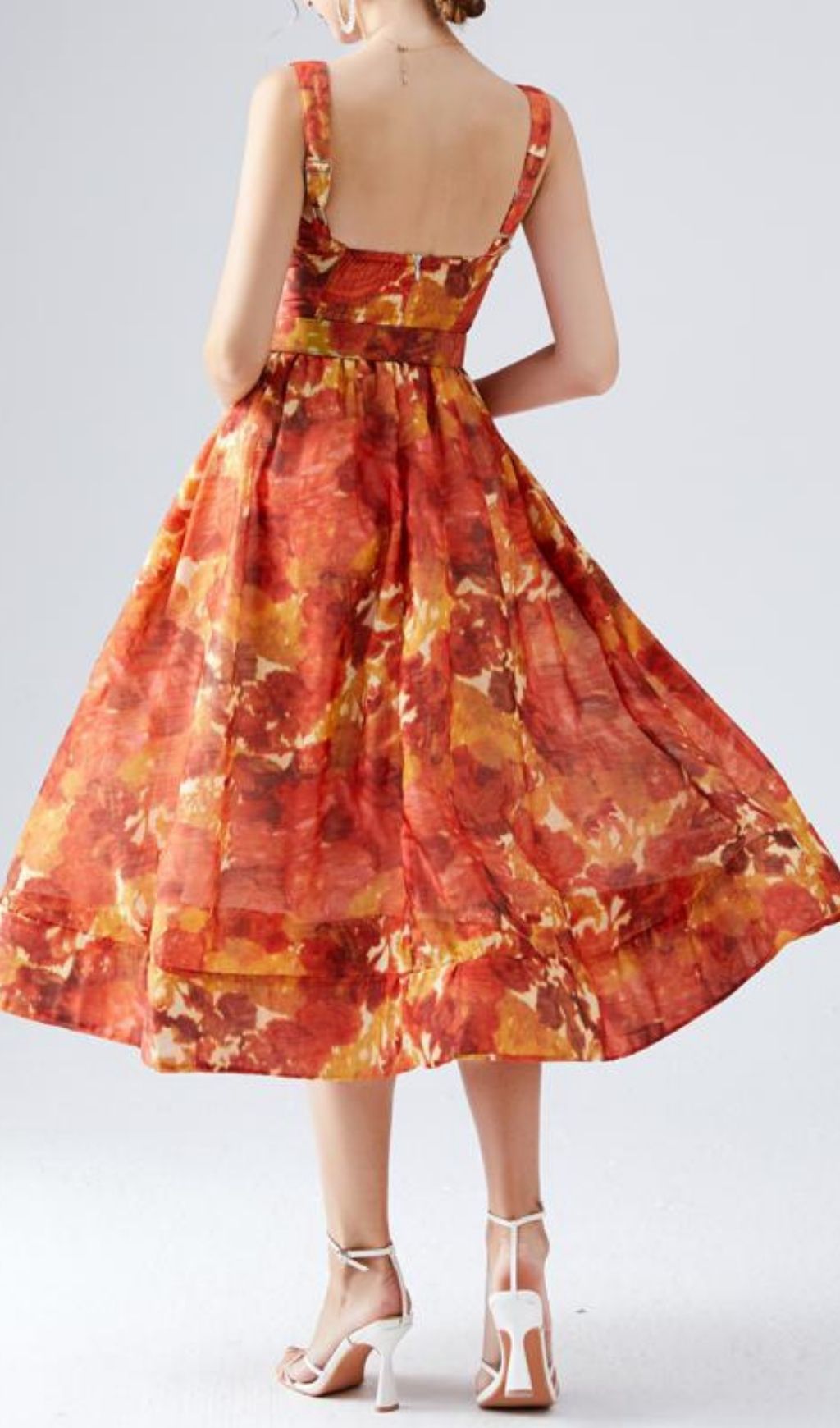 Kamana Sunset Bloom Midi Dress - Vibrant Bohemian Chic for Women