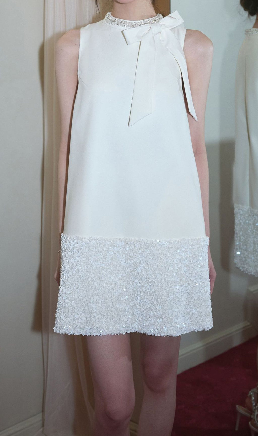 Gayle White Bow Sequin Mini Dress