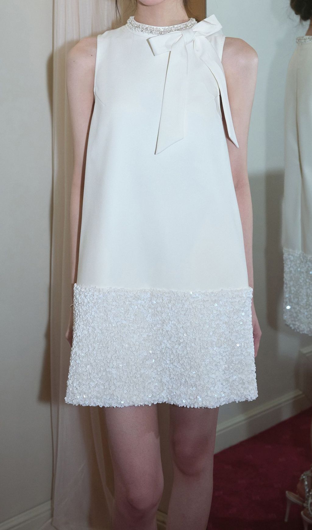 Gayle White Bow Sequin Mini Dress