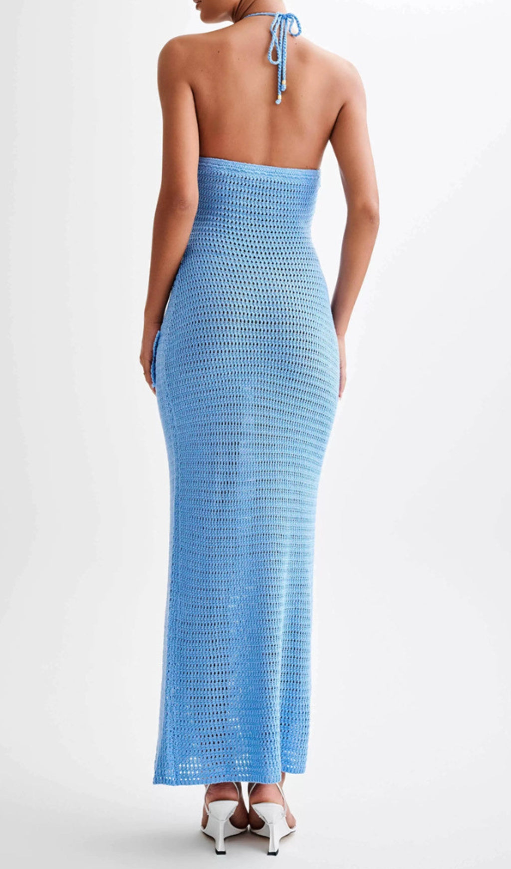 Dino Blue Flower Knit Maxi Dress