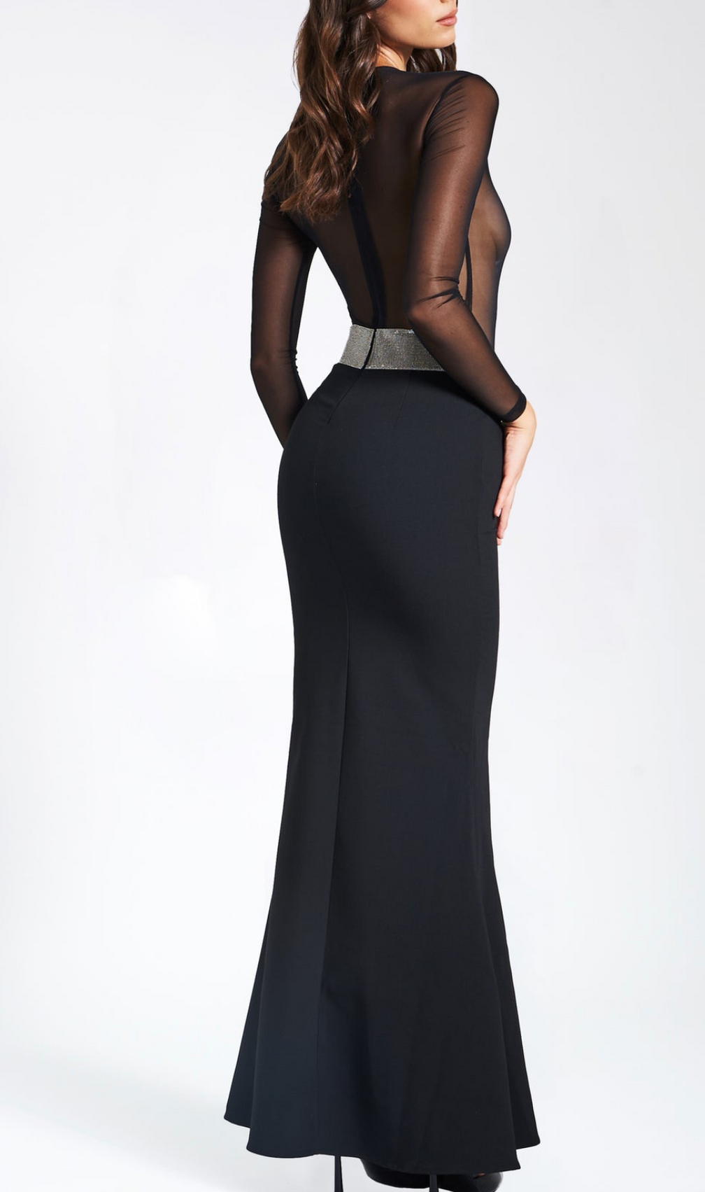 Aila Black Mesh Maxi Dress