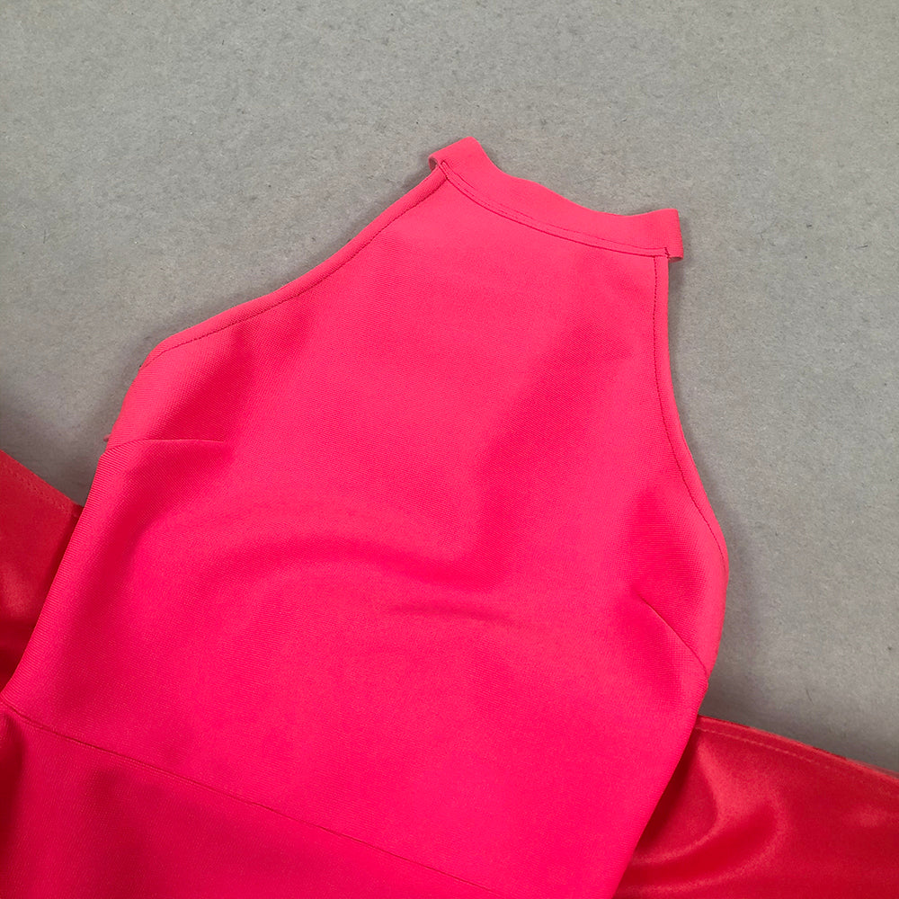 Bernt Pink Bow Backless Maxi Bandage Dress