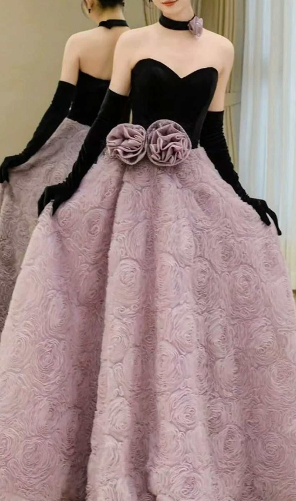 Elanie Strapless Flower Maxi Dress