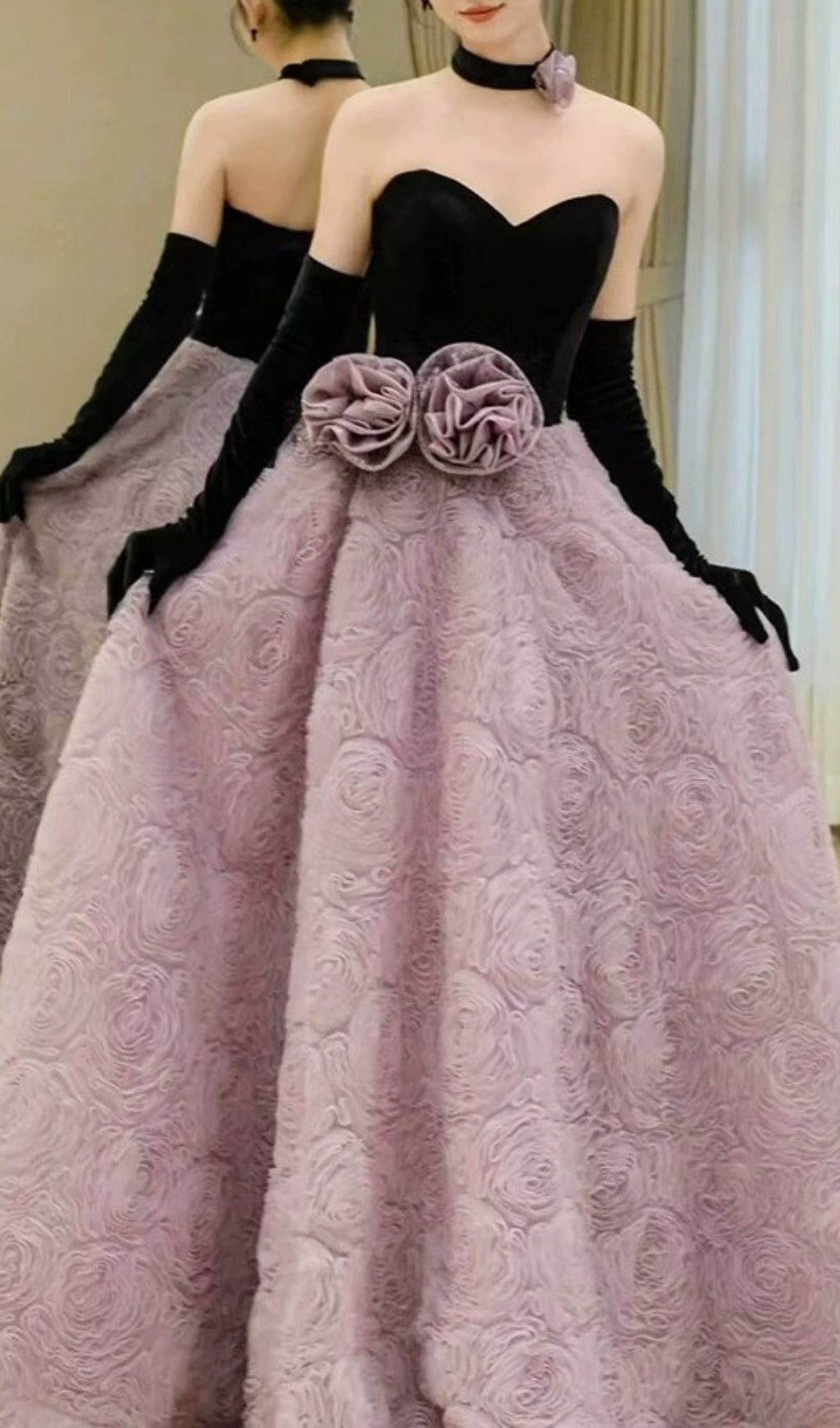 Elanie Strapless Flower Maxi Dress