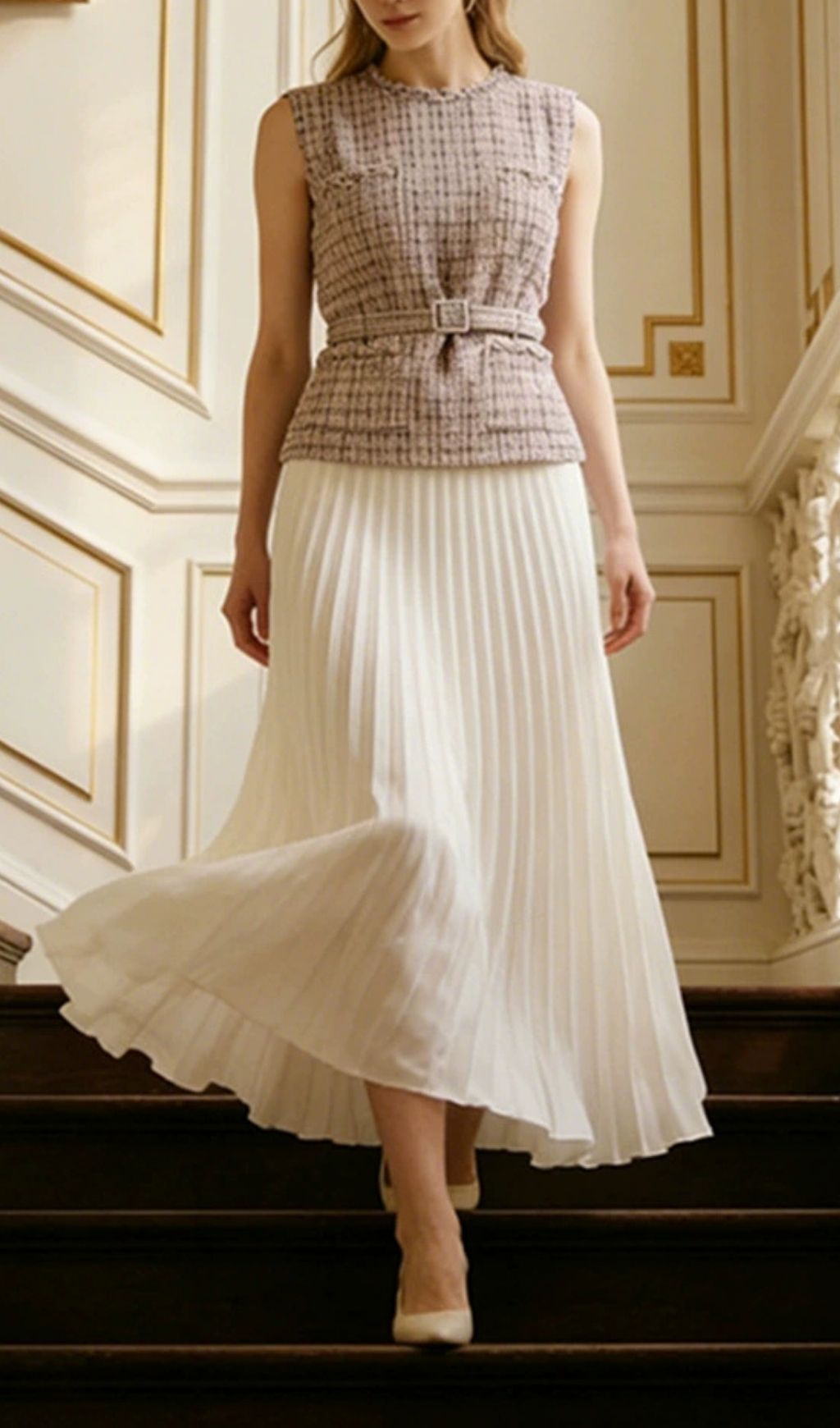 Klacia Sleeveless Pleated Maxi Dress