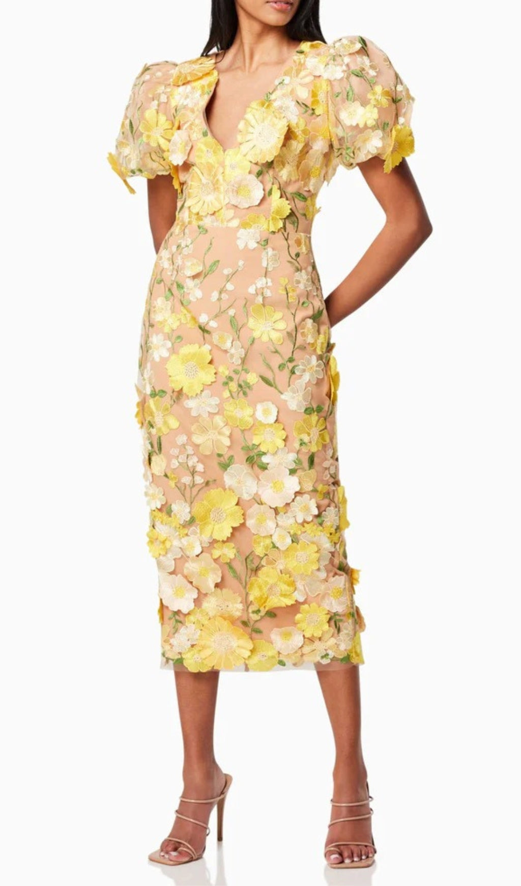 Aliya 3D Flower Midi Dress