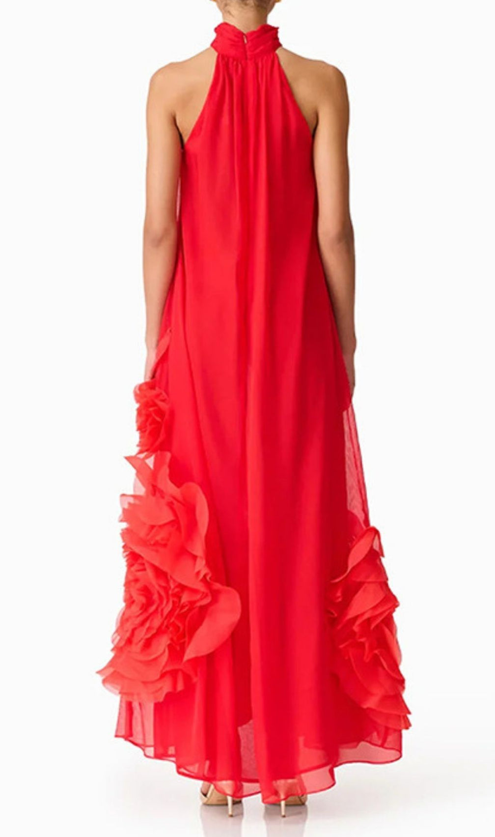 Kaylen Red Floral Halter Neck Maxi Dress | Stunning Evening Gown