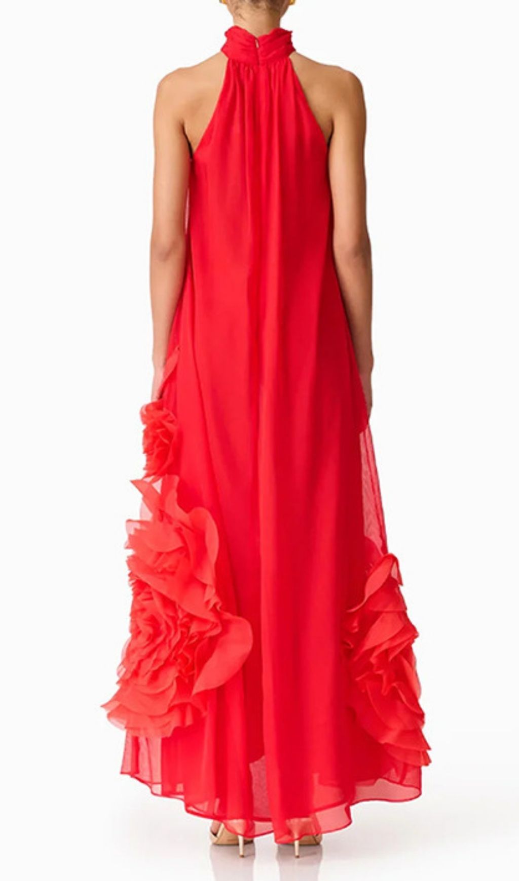 Kaylen Red Floral Halter Neck Maxi Dress | Stunning Evening Gown