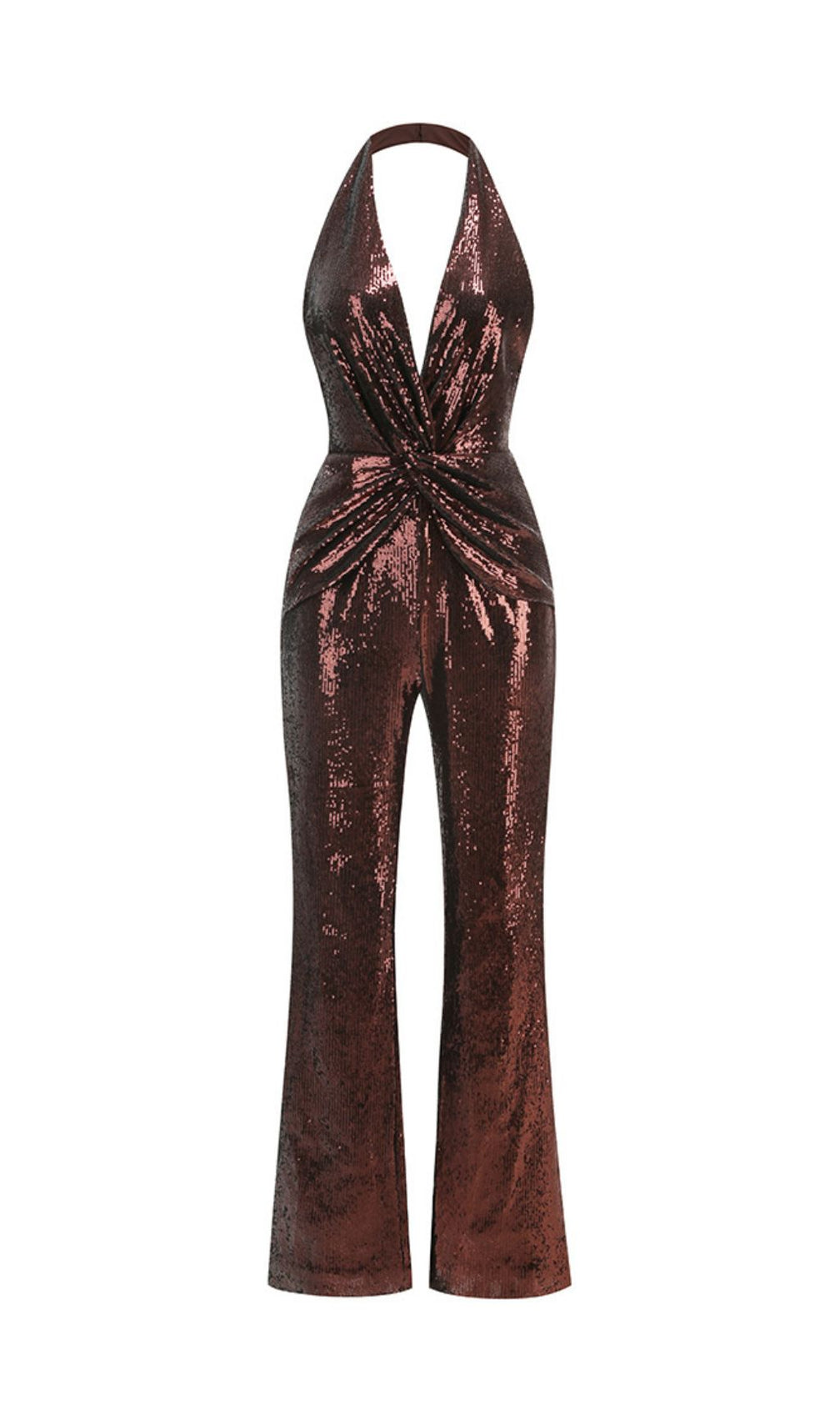 Ikram Glamorous Sequin Halter Jumpsuit for Women | Party & Evening Wear