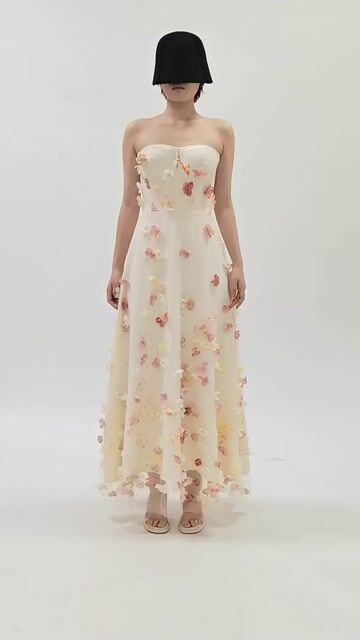 Fortune Strapless Flower Embellished Maxi Dress