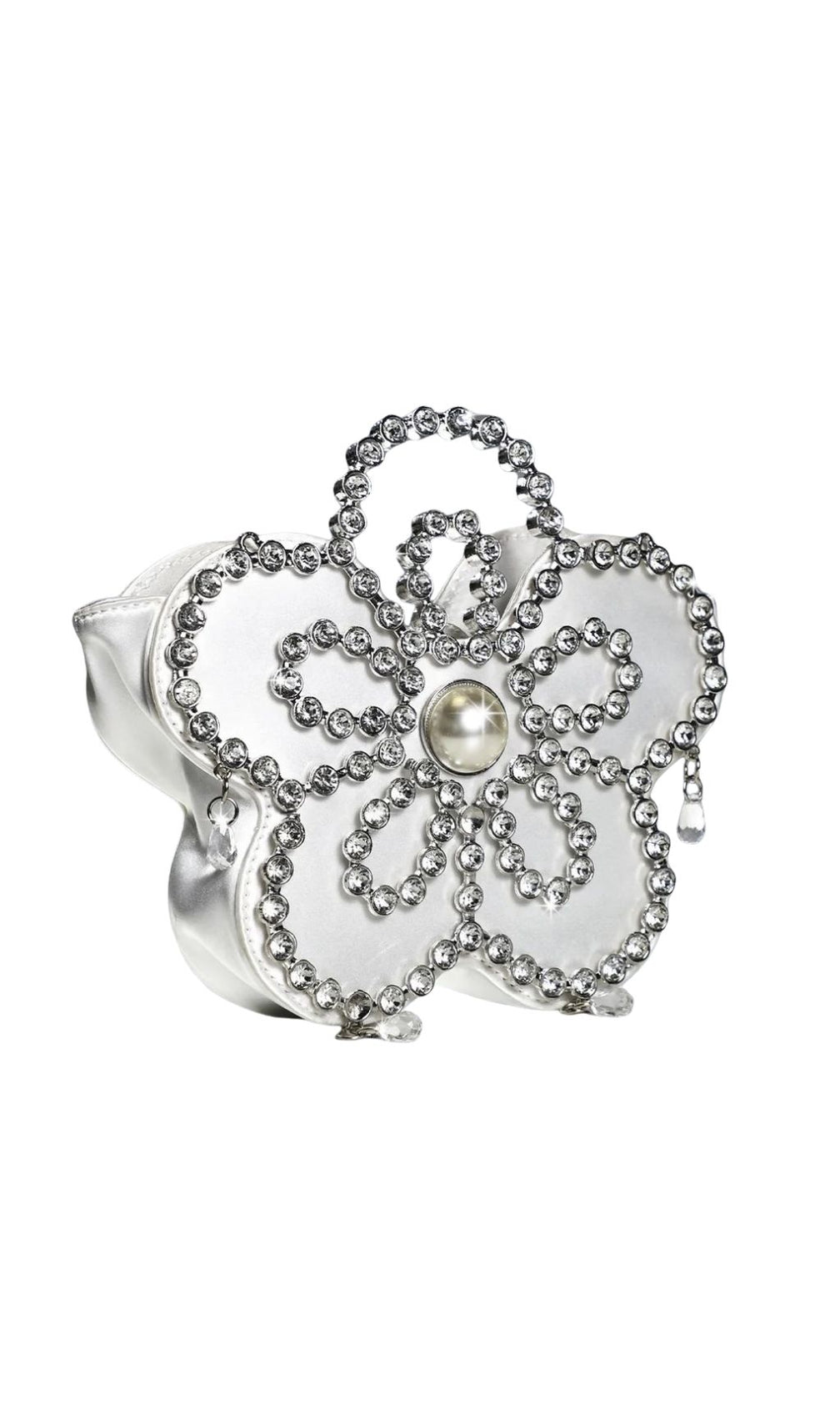 Jasleen Dazzling Crystal Butterfly & Pearl Evening Clutch Bag