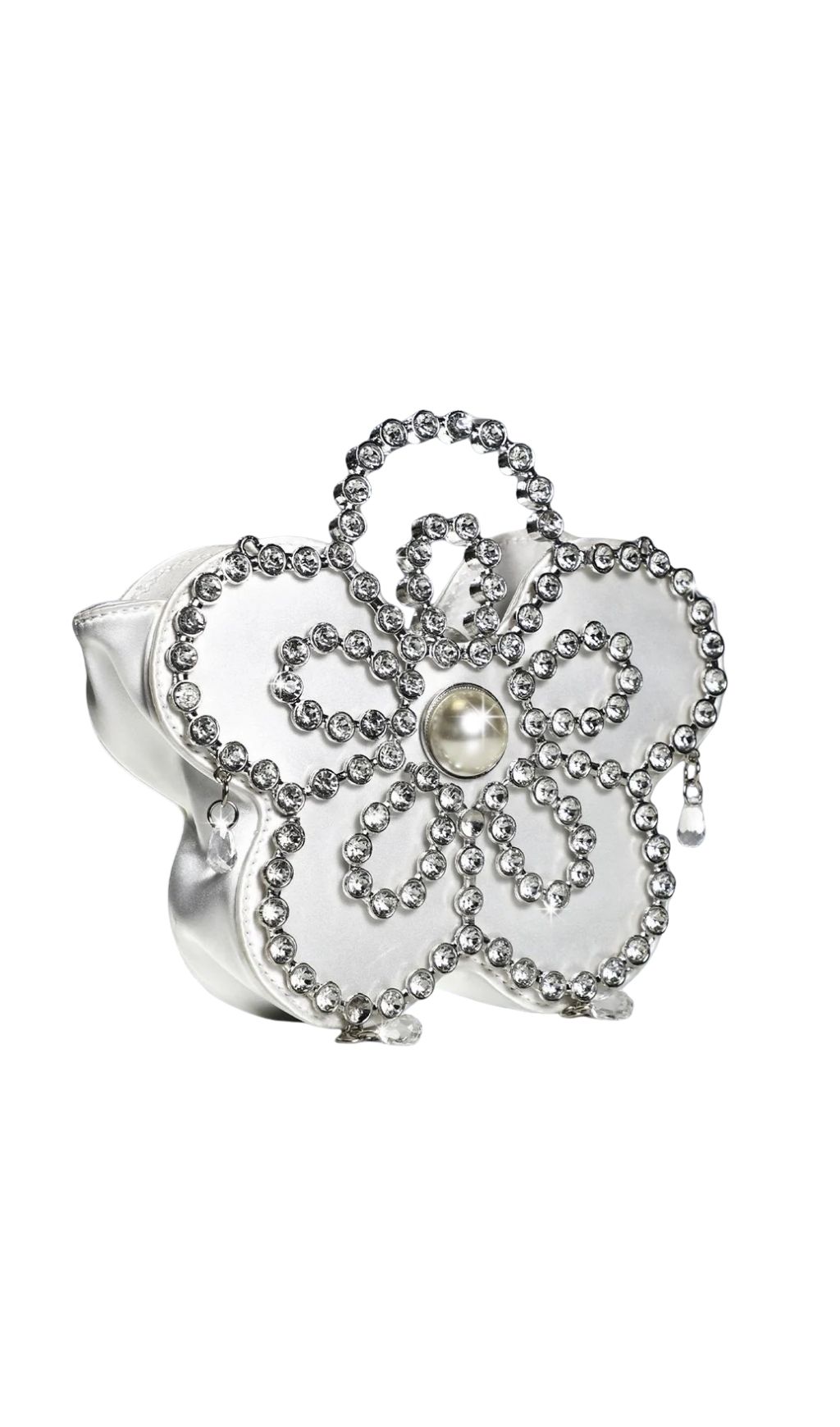 Jasleen Dazzling Crystal Butterfly & Pearl Evening Clutch Bag