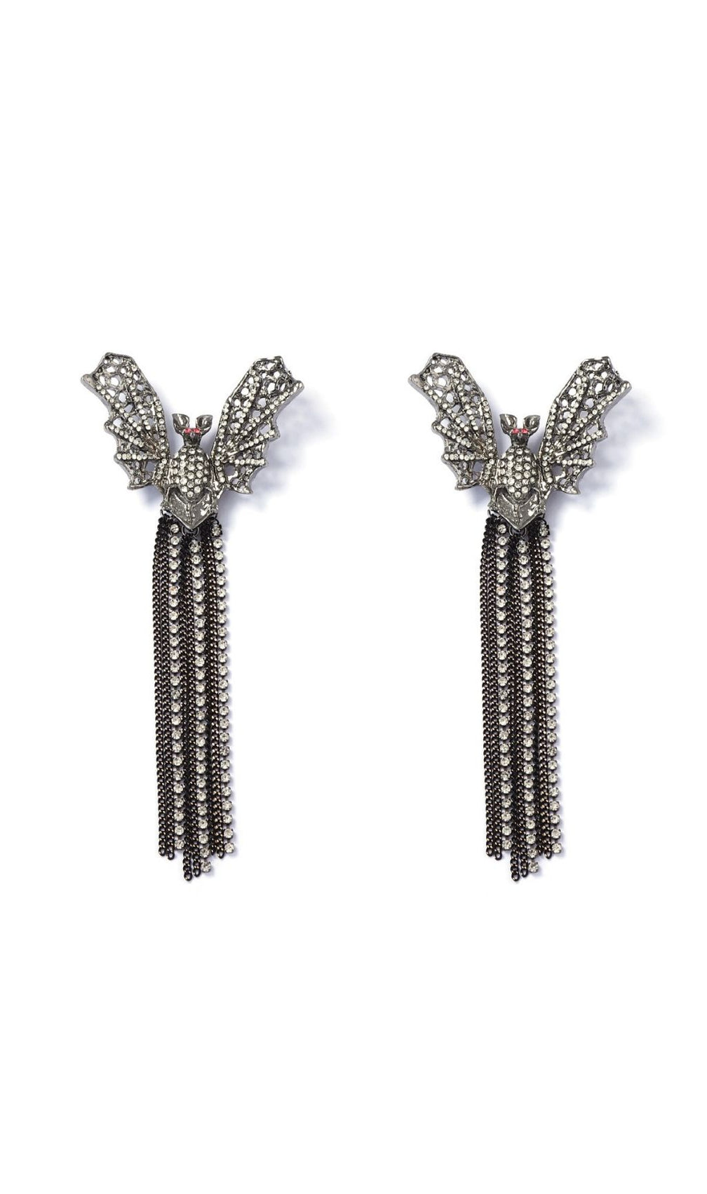 Junia Gothic Bat Tassel Earrings | Sparkling Crystal Statement Dangles for Women