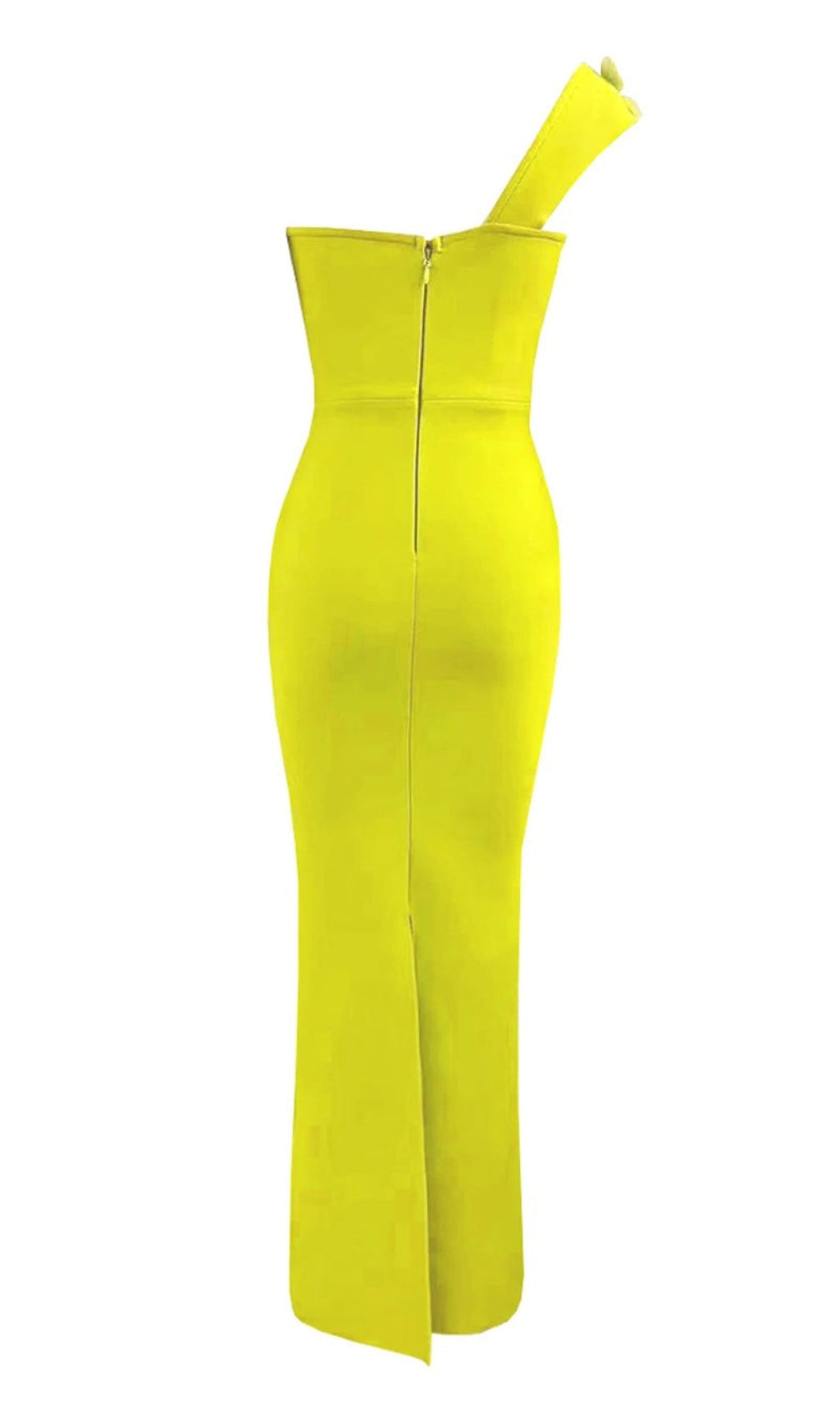 Baba Lime Flower One Shoulder Maxi Bandage Dress