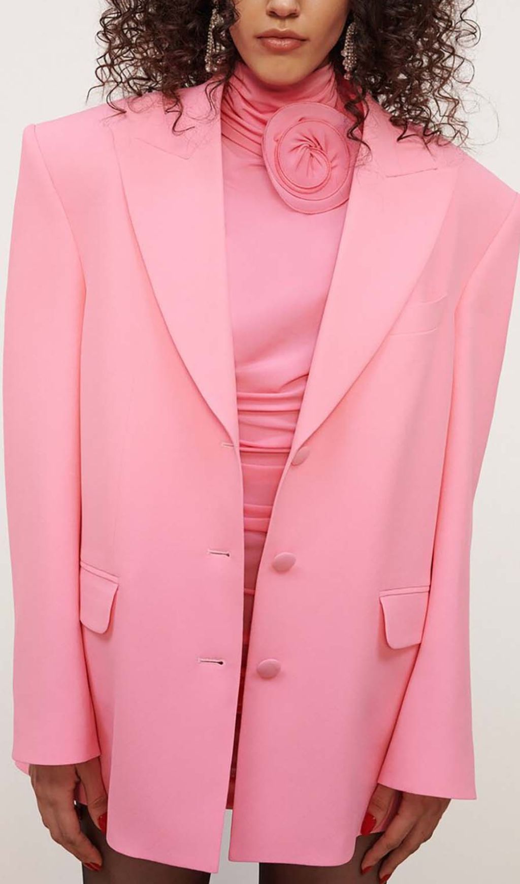 Flower-Embellished Ruched Mini Dress In Pink