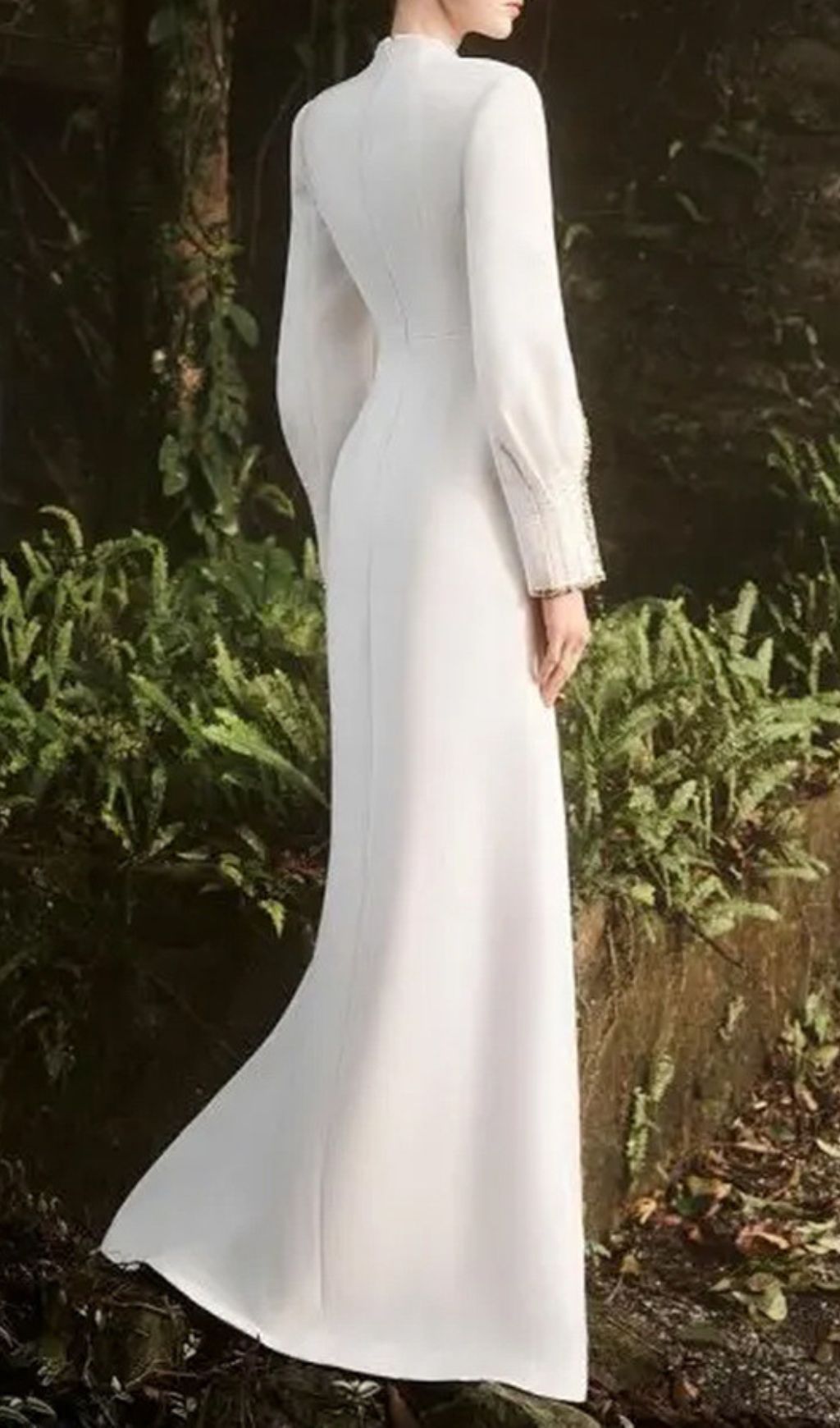 Fuyuko White Diamante Long Sleeve Maxi Dress