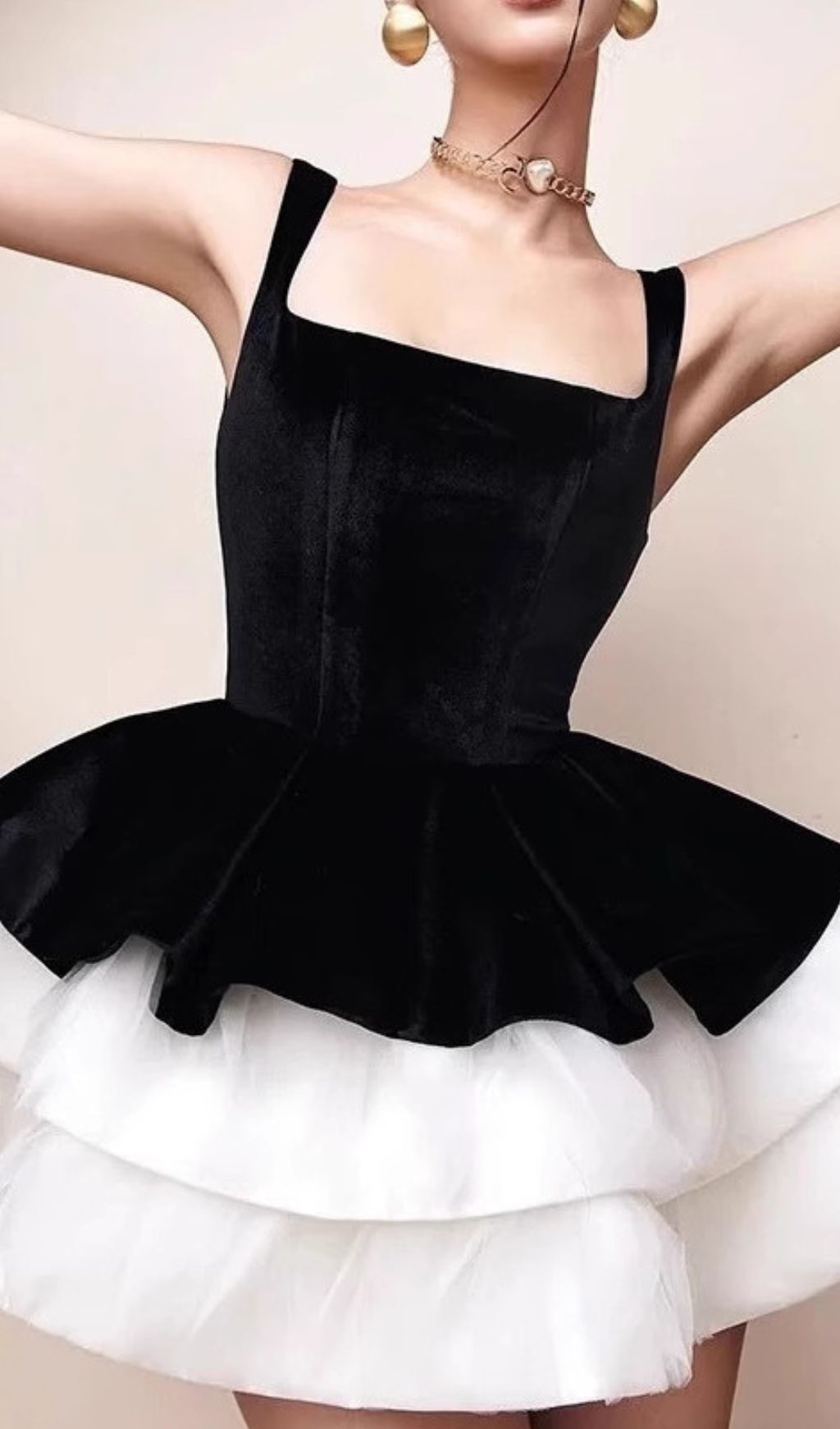 Floyce Black White Patchwork Mini Dress