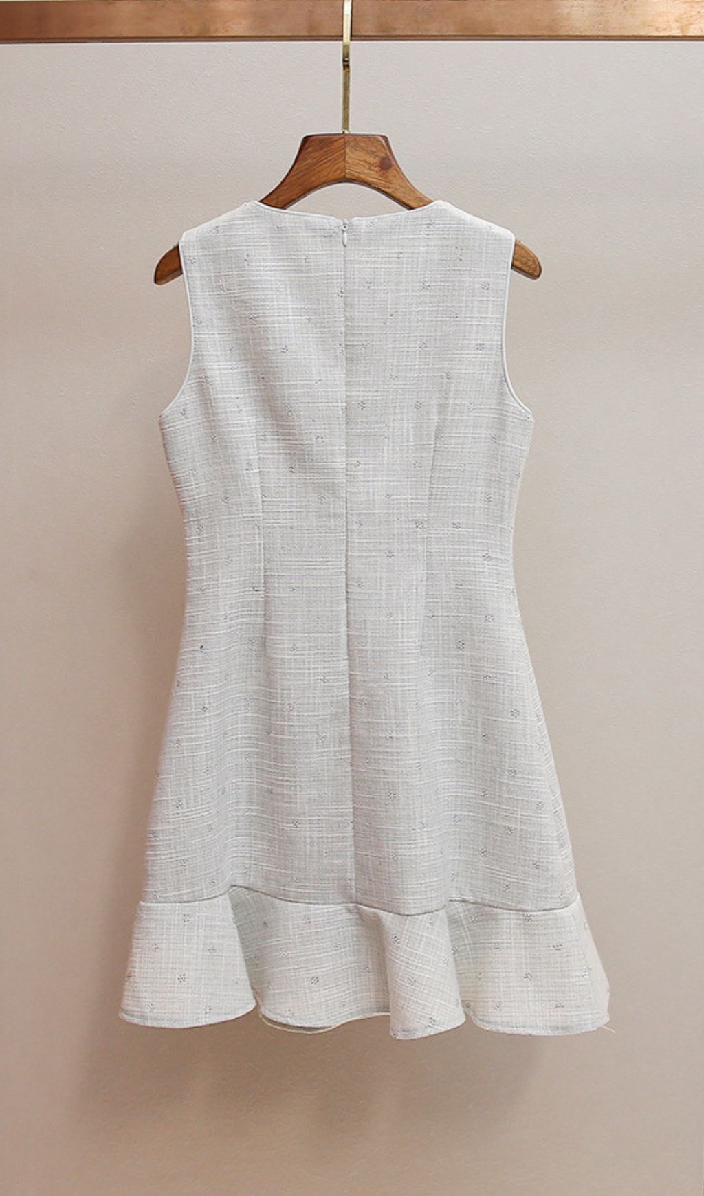 Hatsumi Sparkle Tweed Sleeveless Mini Dress | Crystal Embellished Neckline & Ruffle Hem