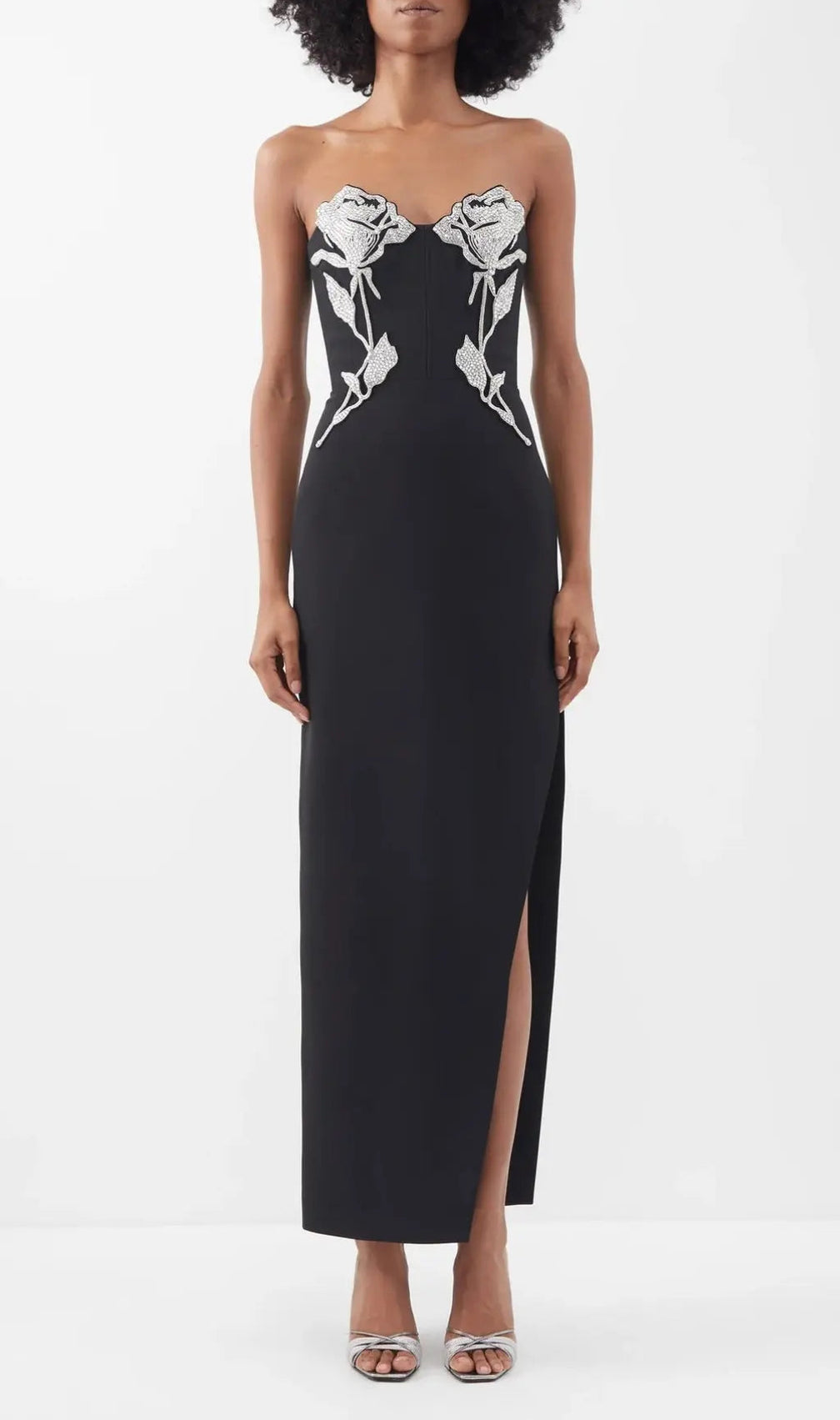 Crystal Flower Maxi Dress In Black