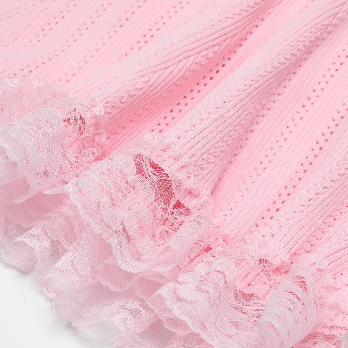 Khosrow Pink Lace Knit Peplum Mini Dress - Sweet & Chic Style