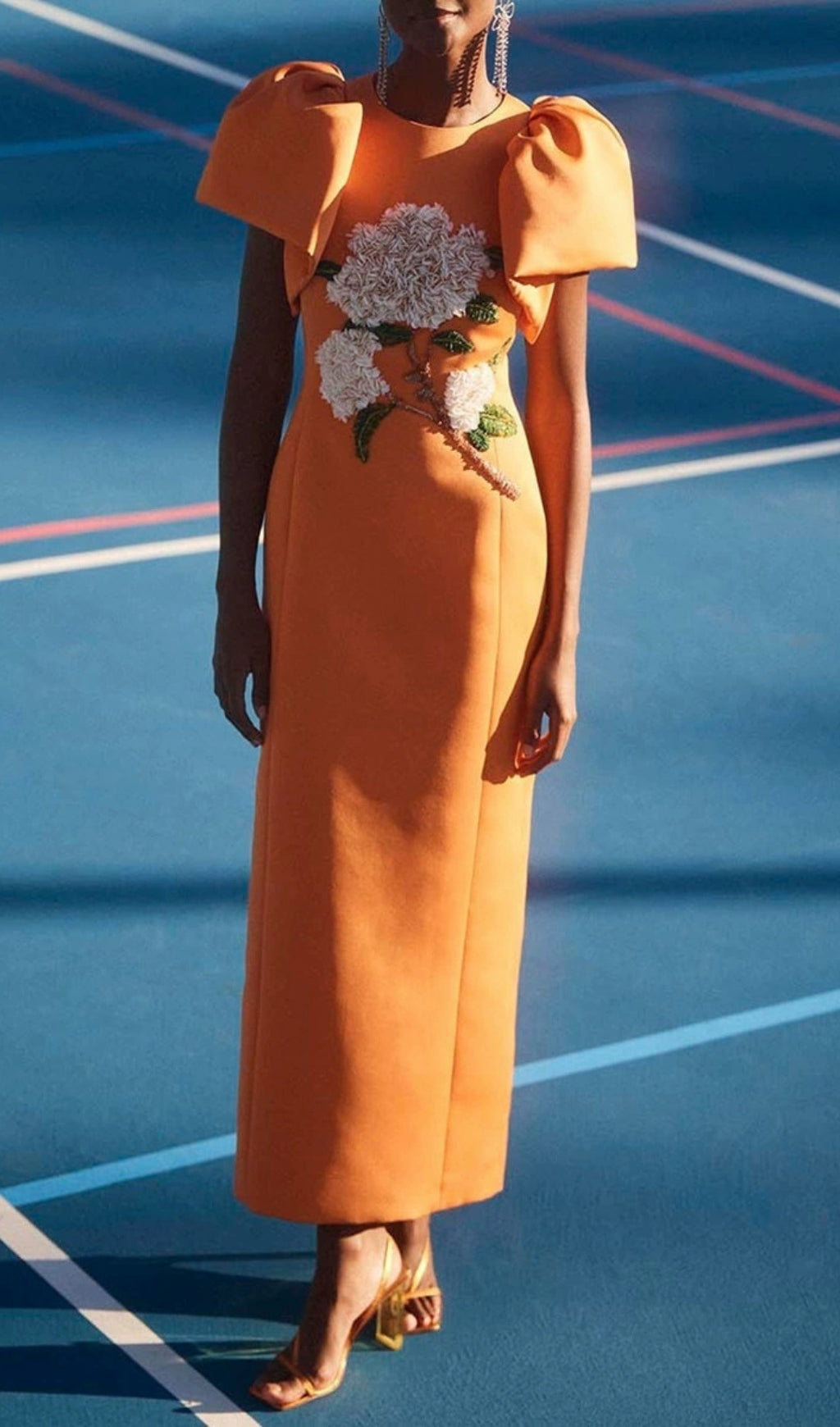 Fiorenzo Puff Sleeve Flower Maxi Dress