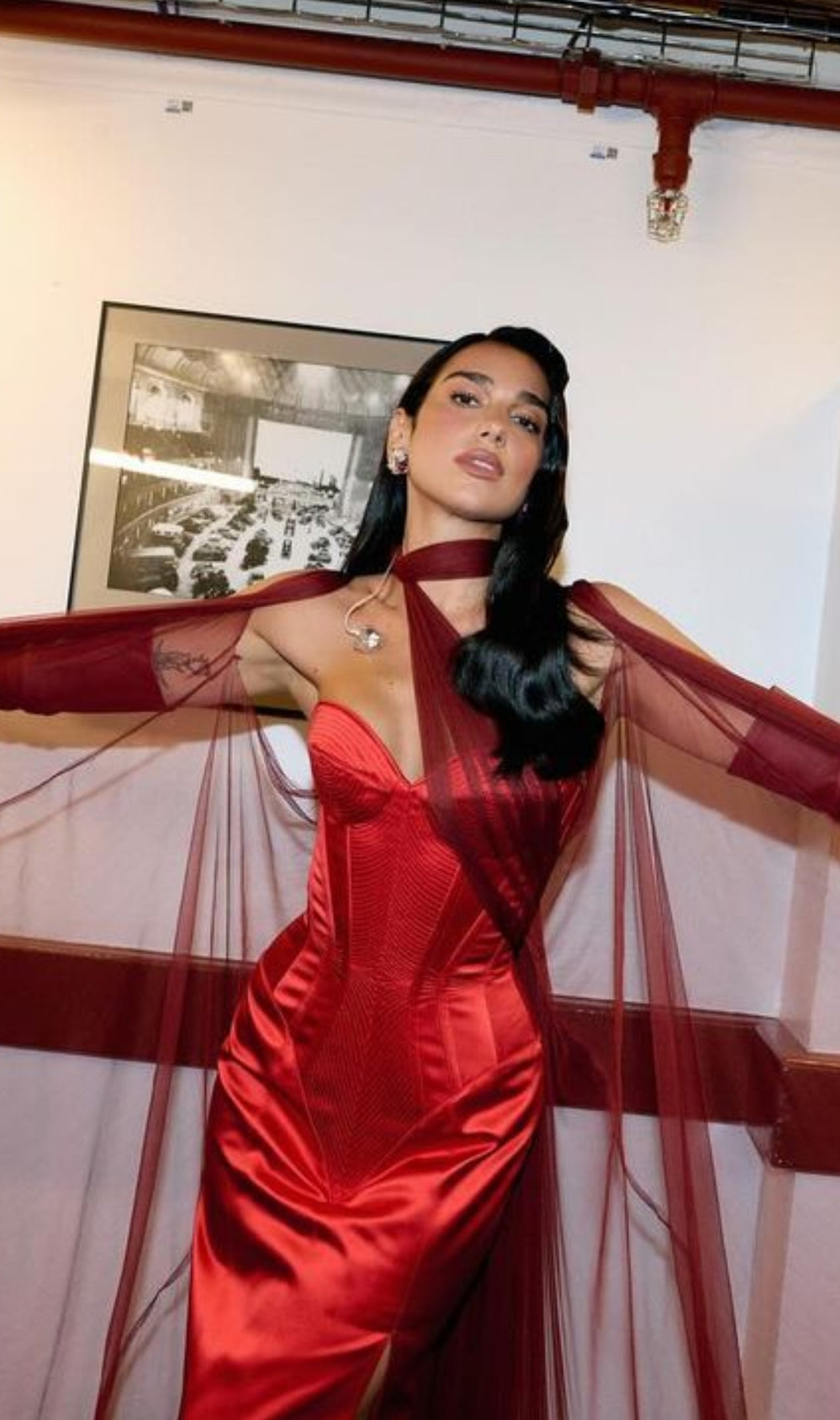 Red Strapless Bustier Maxi Dress